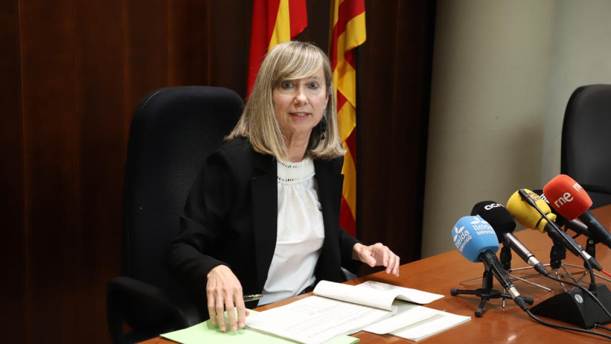 La presidenta de l’Audiència, Lucía Jiménez, va presentar ahir la Memòria judicial de l’any 2021