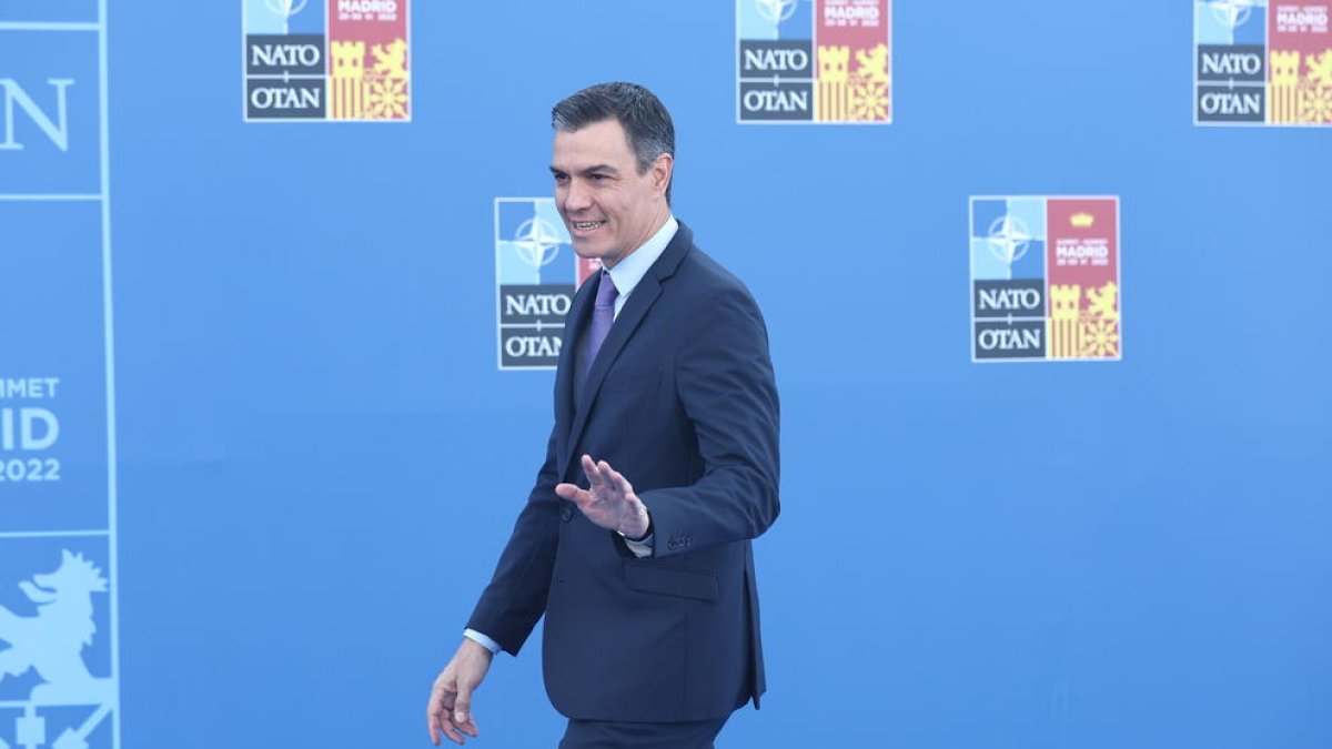 El president del Govern d'Espanya, Pedro Sánchez, a la seua arribada a la segona i última jornada de la Cimera de l'OTAN a Madrid.