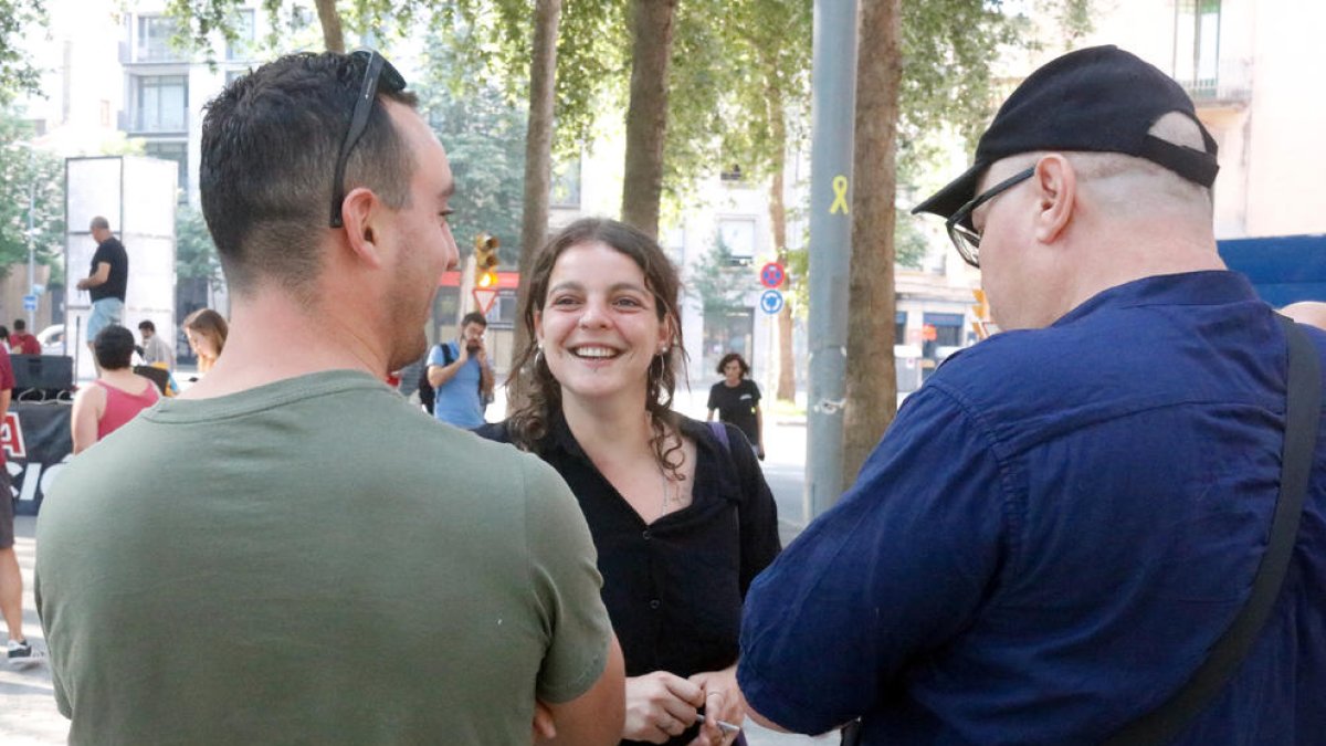 La joven juzgada ayer por la protesta del AVE en Girona.