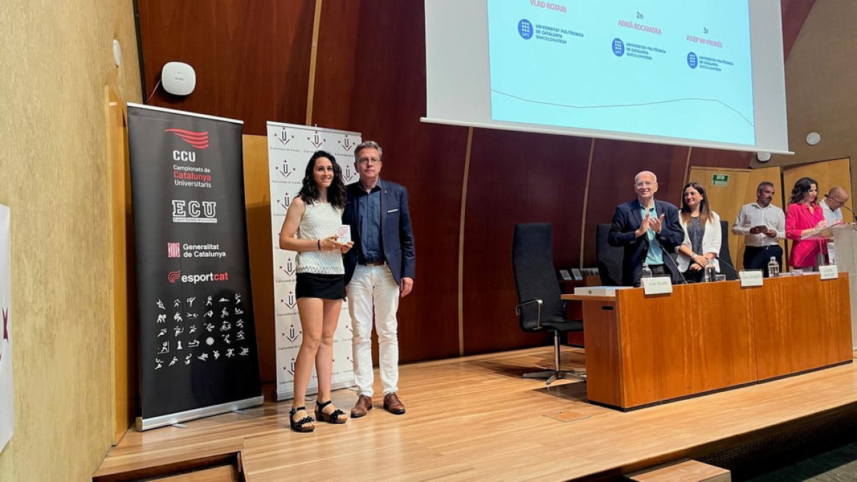 Joan Talarn, durant l’acte celebrat ahir a la UdL.