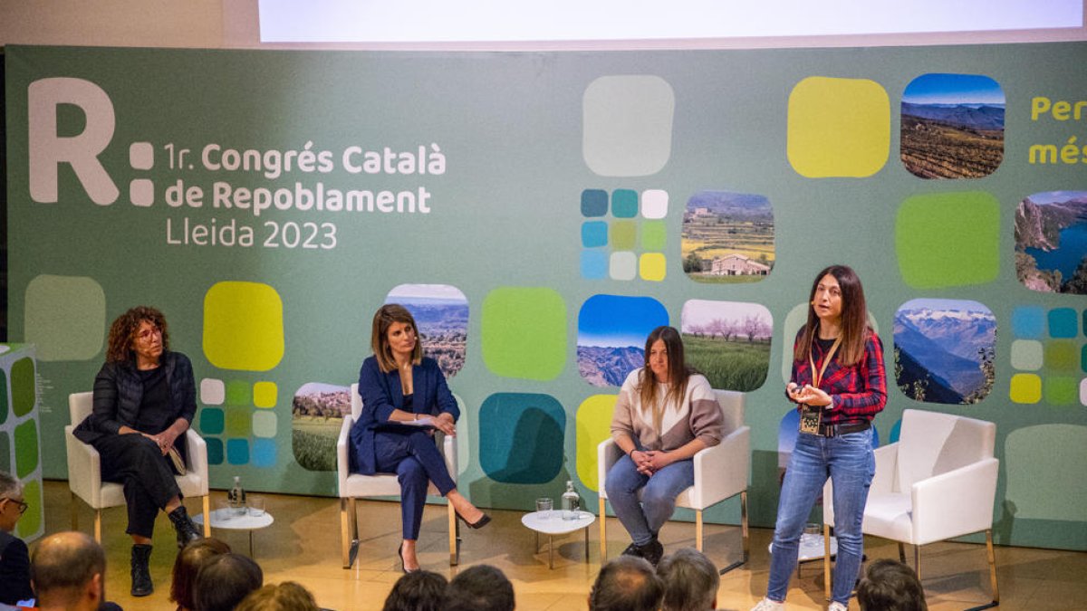 Lluvich, Sirvent, Lloret y Puigcorbé en uno de los debates del Congrés Català de Repoblament.