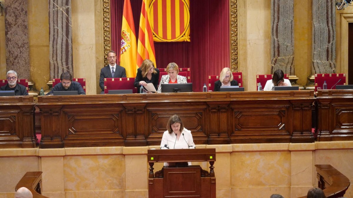 La síndica d’Aran, ahir durant la intervenció al Parlament.