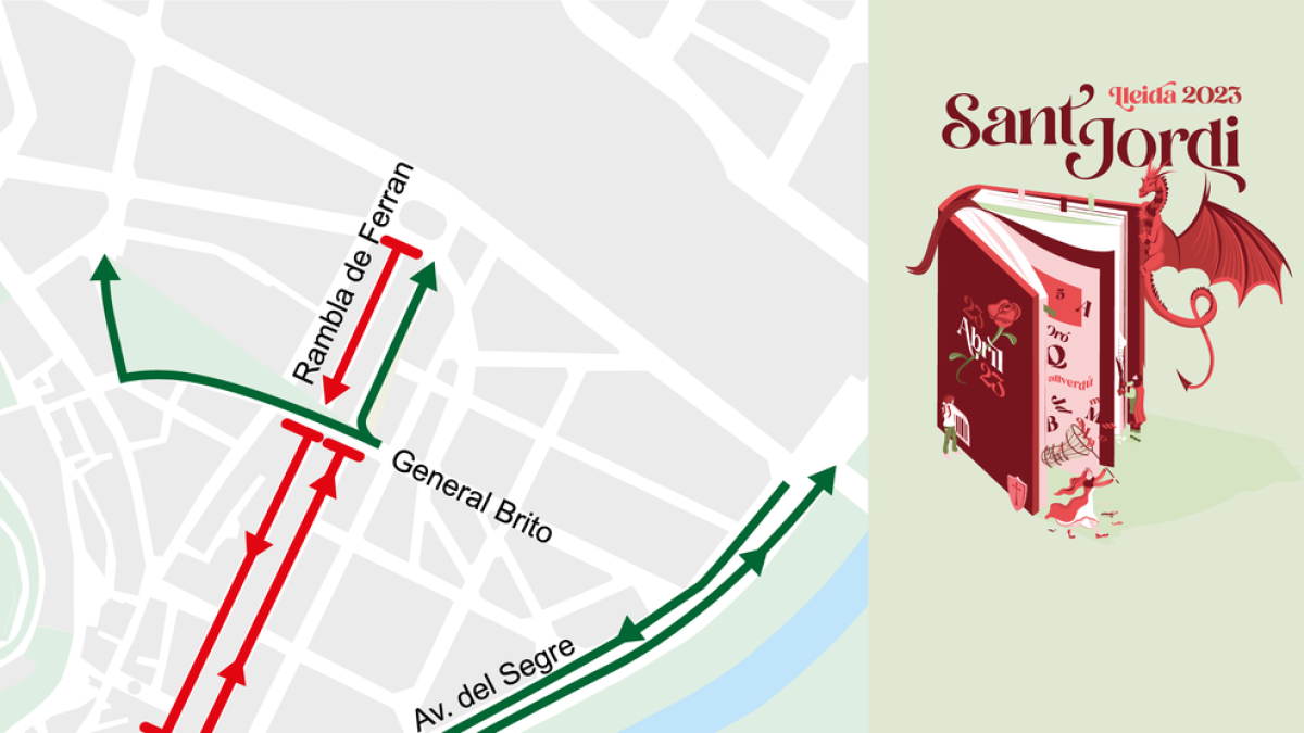 Afectacions i talls de trànsit amb motiu de la Diada de Sant Jordi a Lleida