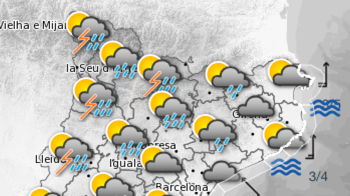 La previsió per al cap de setmana a la demarcació de Lleida: dissabte de pluja i diumenge assolellat