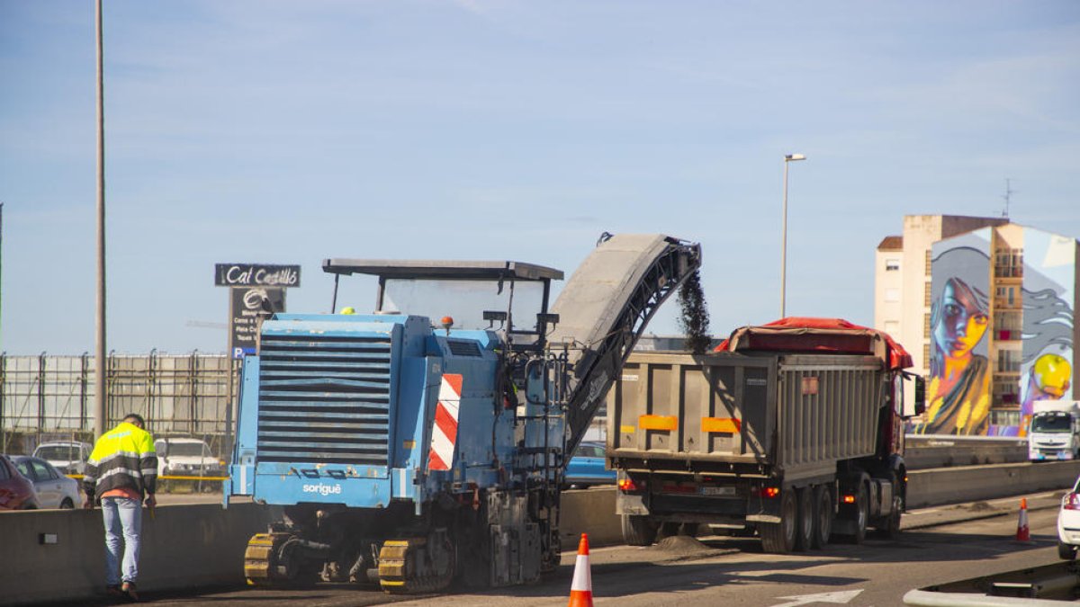 Obras en la entrada a lleida.