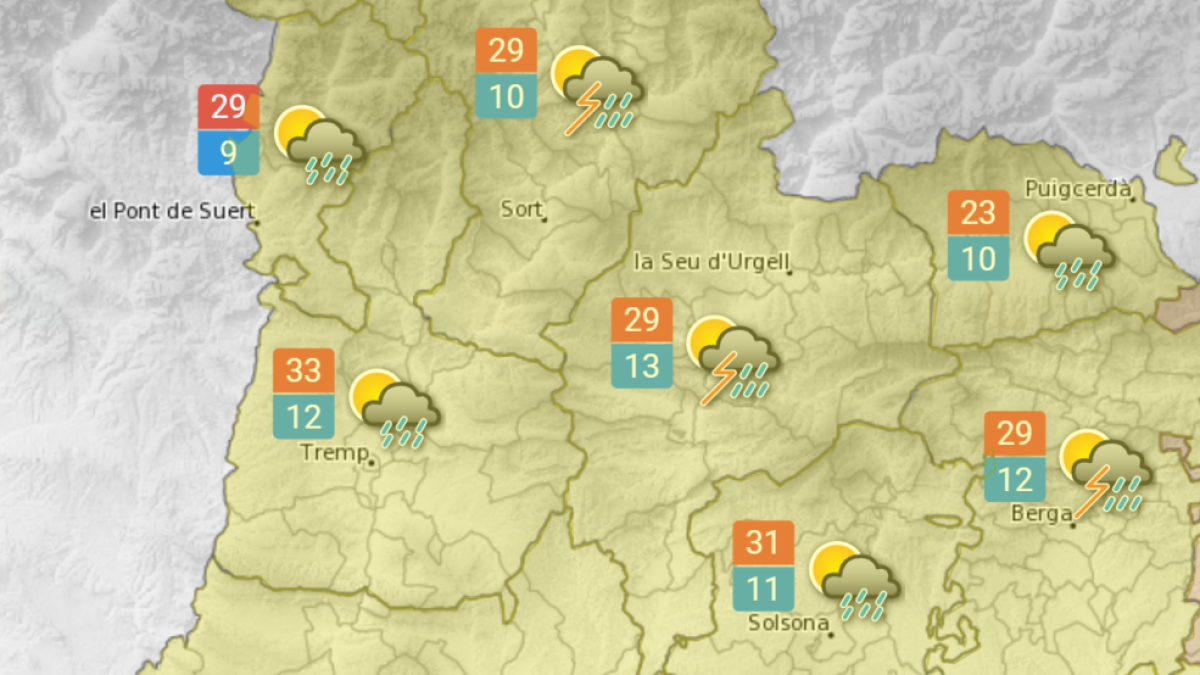 Pluges i tempestes avui a la província de Lleida