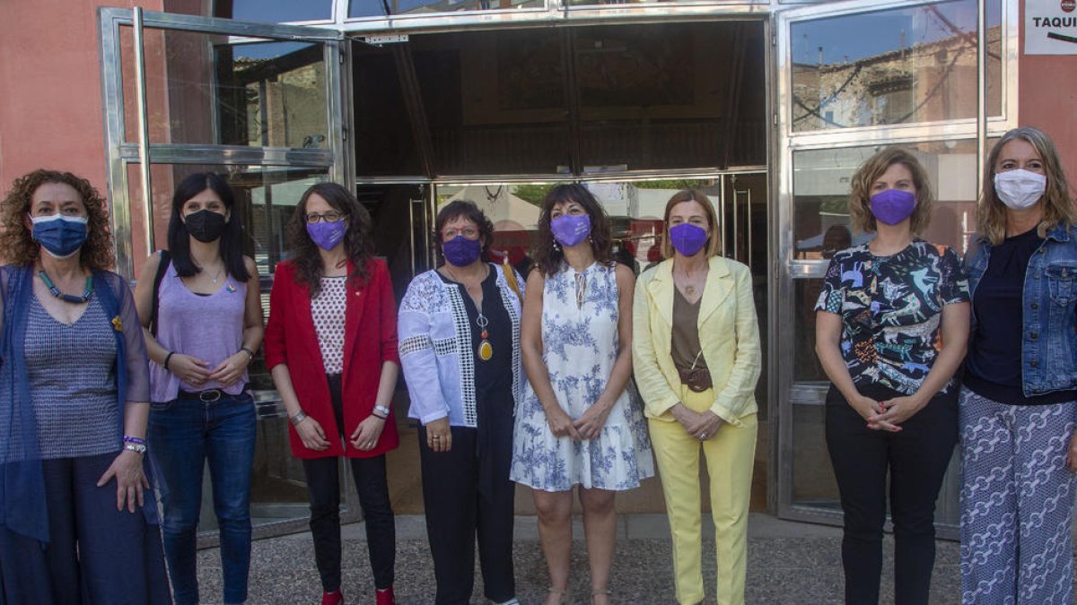 Vilalta, Verge, Bassa, Pijuan, Forcadell y Sans, ayer en Tàrrega.