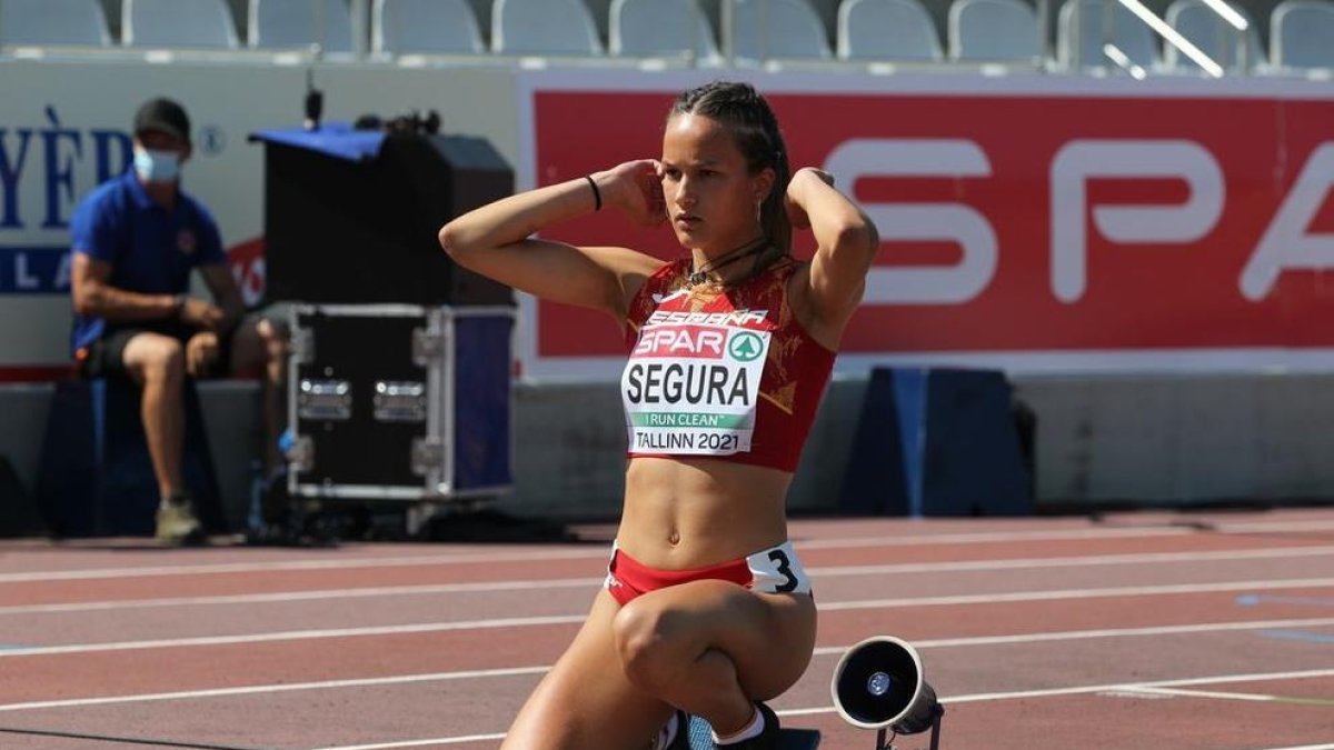 La leridana Berta Segura ayer antes de la salida.
