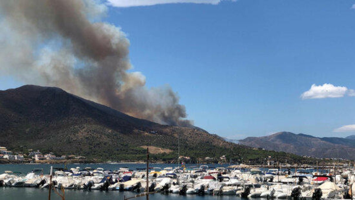 46 dotaciones de Bombers trabajan en un incendio forestal en Llançà