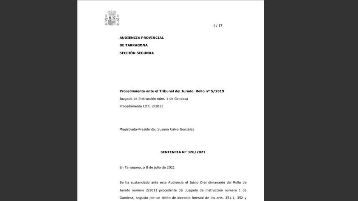 DOCUMENT | Sentència de conformitat del judici d'Horta de Sant Joan