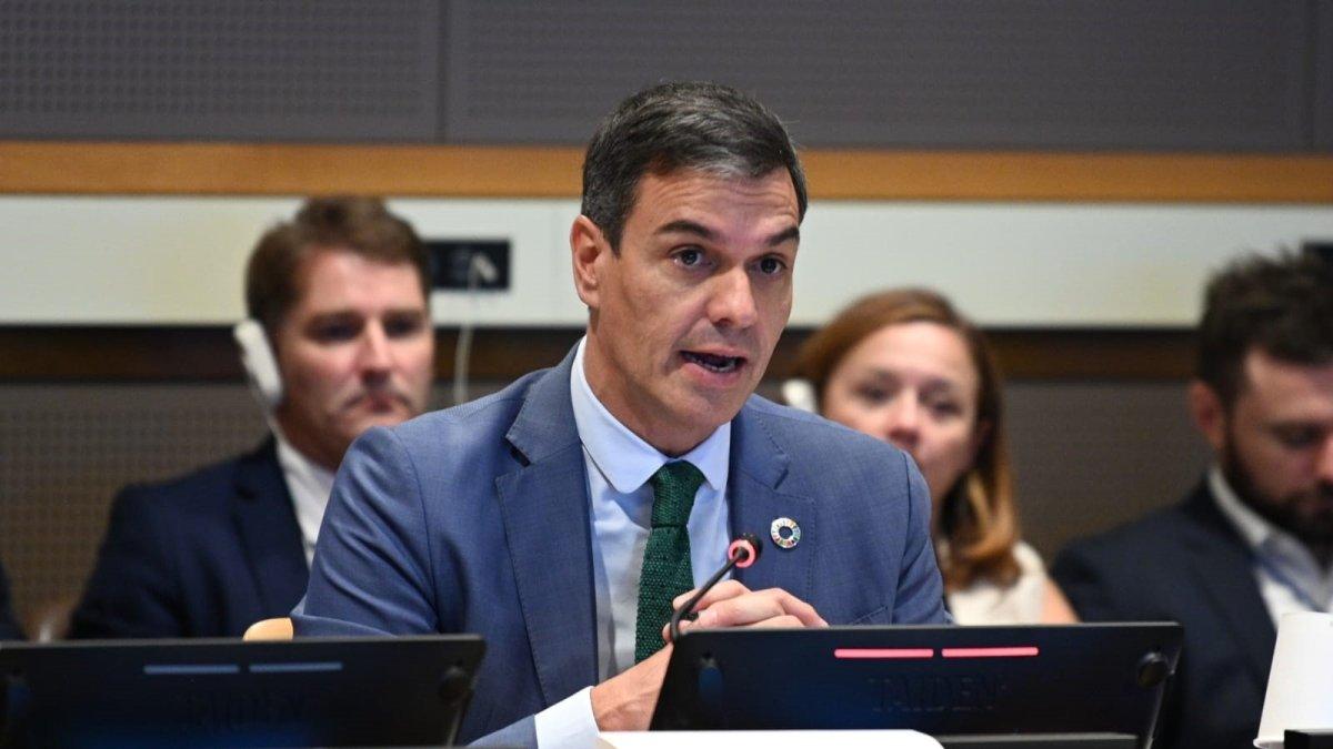 El president espanyol, Pedro Sánchez, ahir a la cimera de l’ONU a Nova York. - MONCLOA
