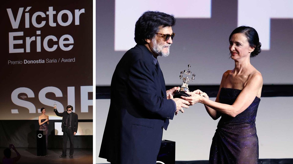 Víctor Erice recibió el premio de manos de Ana Torrent. - FESTIVAL DE CINE DE SAN SEBASTIÁN