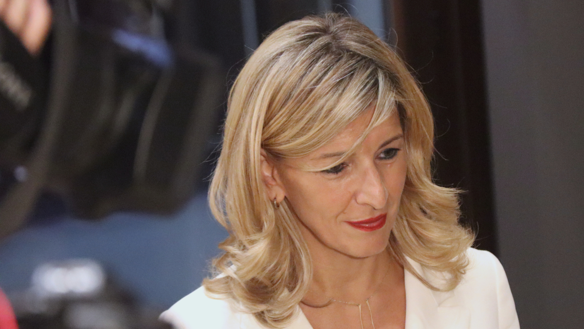 La vicepresidenta española y líder de Sumar, Yolanda Díaz, en el acto en el Ateneu Barcelonès.