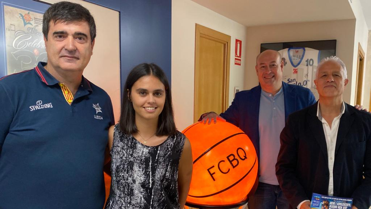 Javi Calles, Paula Pla, Vicente Javaloyes y Pere Lavega, durante la presentación del estudio. - LLEIDA ESPORTIU