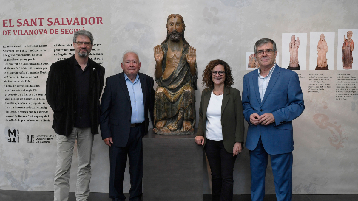 Presentació de l'escultura gòtica del sant Salvador del Mestre d'Albesa al Museu de Lleida.