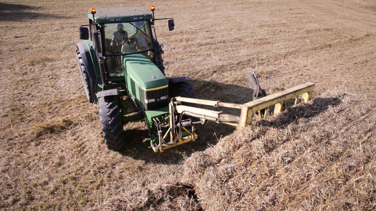 Un tractor recull blat, collita molt perjudicada per la sequera. - EUROPA PRESS