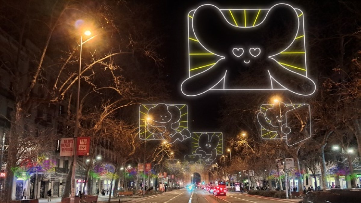 Recreació virtual dels llums de Nadal al passeig Sant Joan de Barcelona