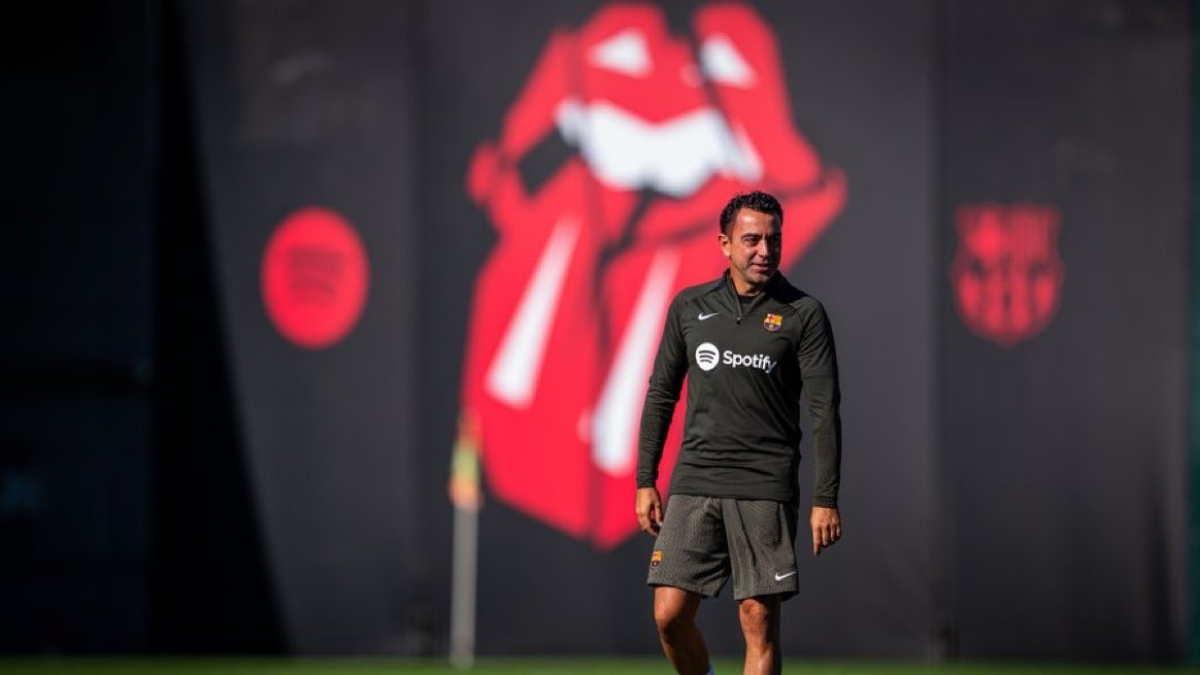 Xavi, ayer durante en el entrenamiento del Barça. - FC BARCELONA