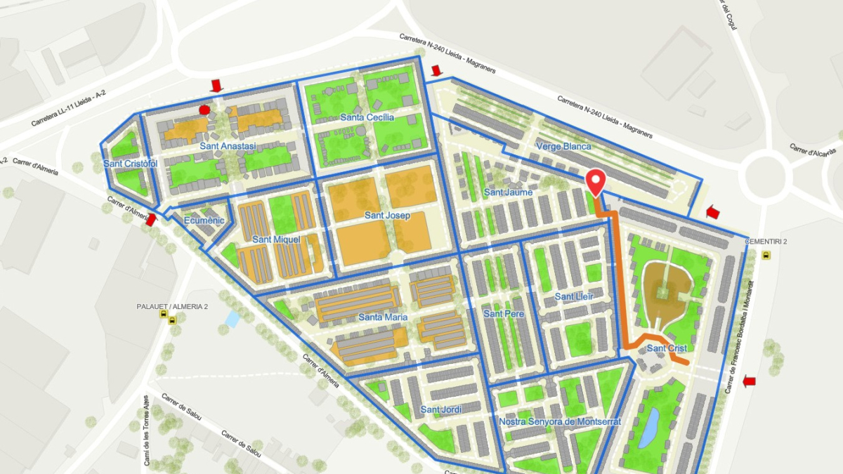 Un exemple de la ruta sobre plànol per arribar a un nínxol concret.