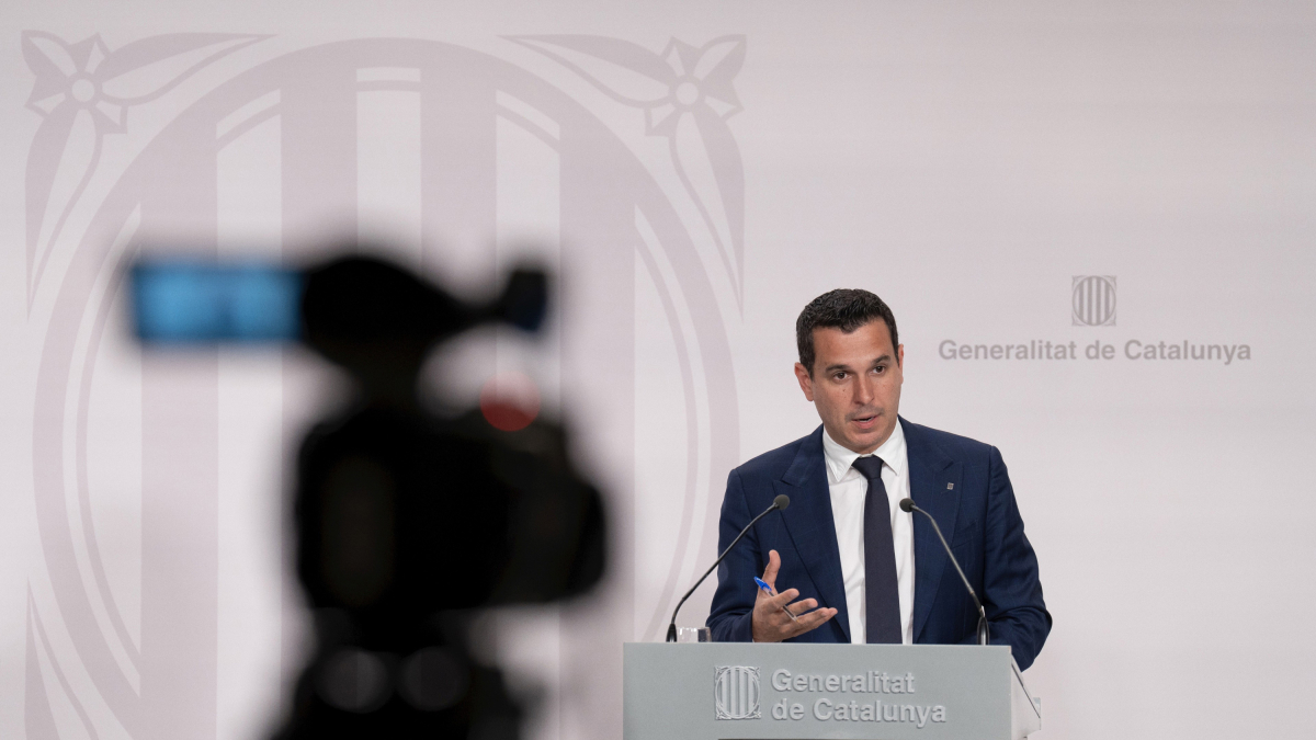 El director de l’Agència Catalana de l’Aigua (ACA), Samuel Reyes, durant una roda de premsa .
