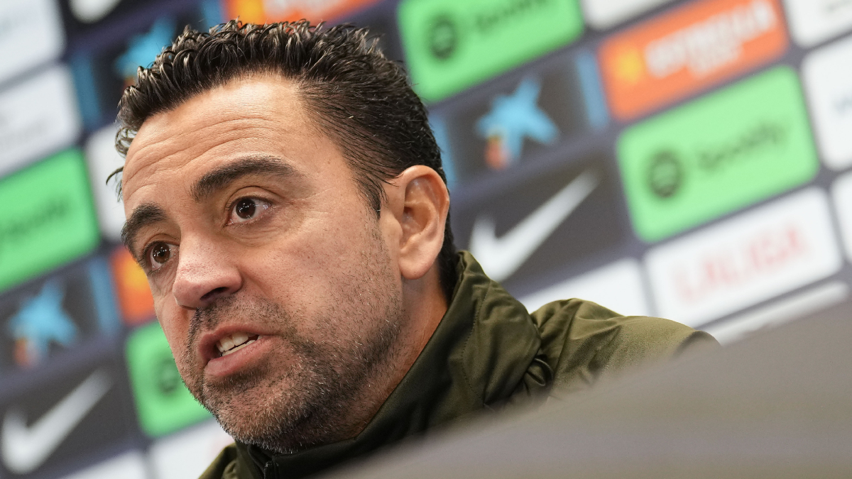 Xavi, ayer en la rueda de prensa previa al partido. - EFE/ENRIC FONTCUBERTA