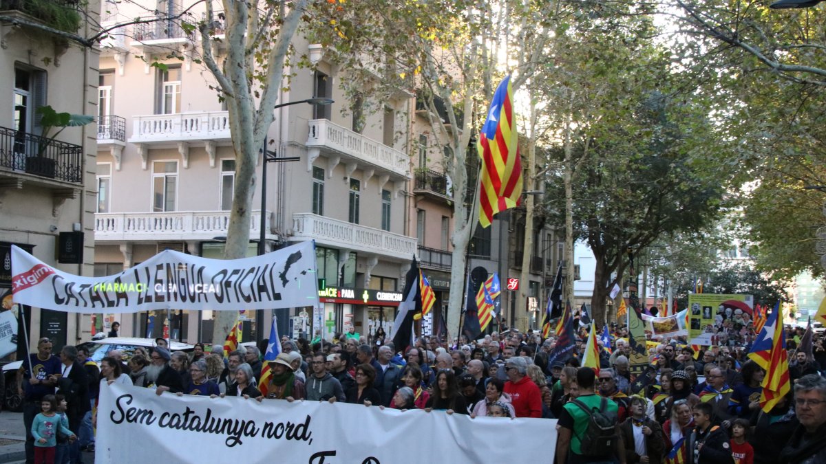 Una imagen de la cabecera|membrete de la manifestación independentista de perpinyà