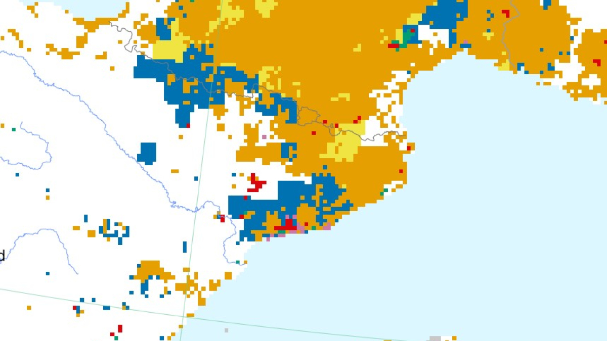 Un fragmento del mapa de Europa con el estado de la sequía por niveles, según el Observatorio Europeo de la Sequía.
