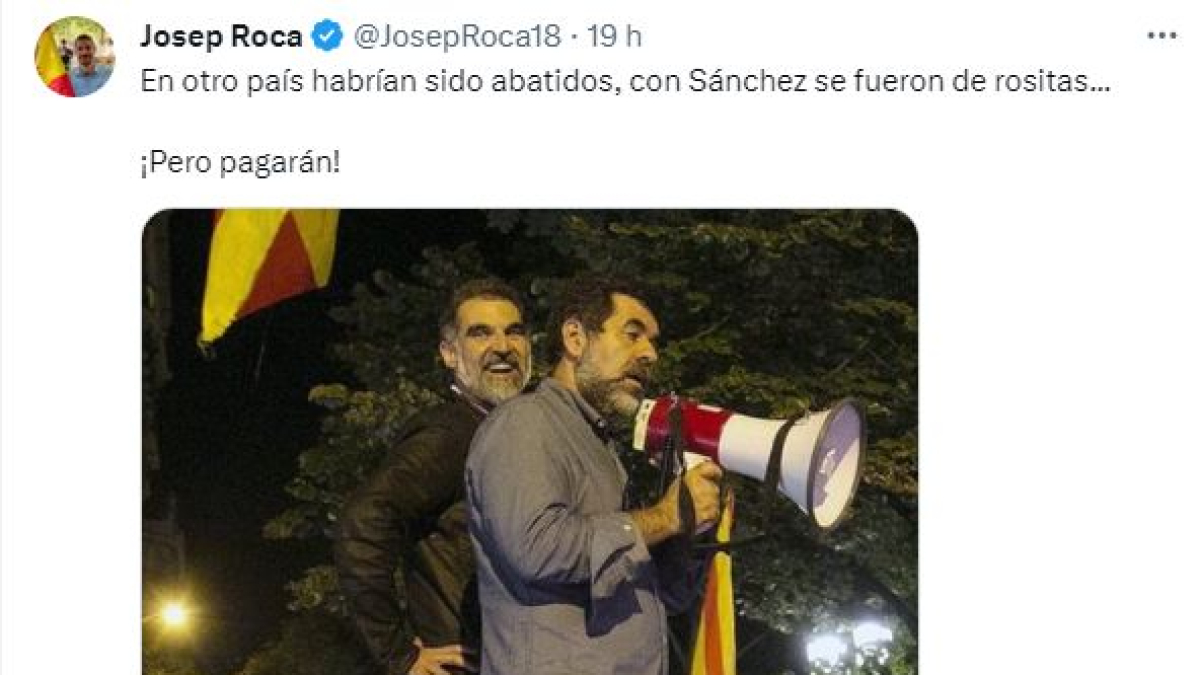 Una captura de la piulada de Josep Roca.