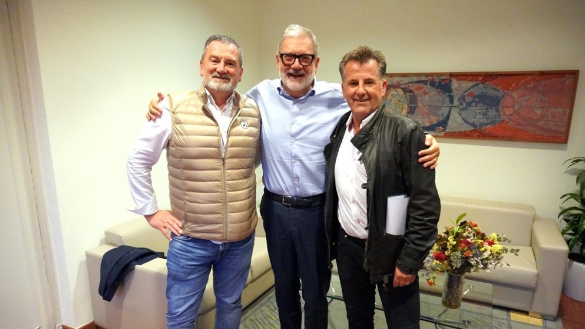 Sisteré, Larrosa i García, ahir durant la reunió a la Paeria. - AJUNTAMENT DE LLEIDA