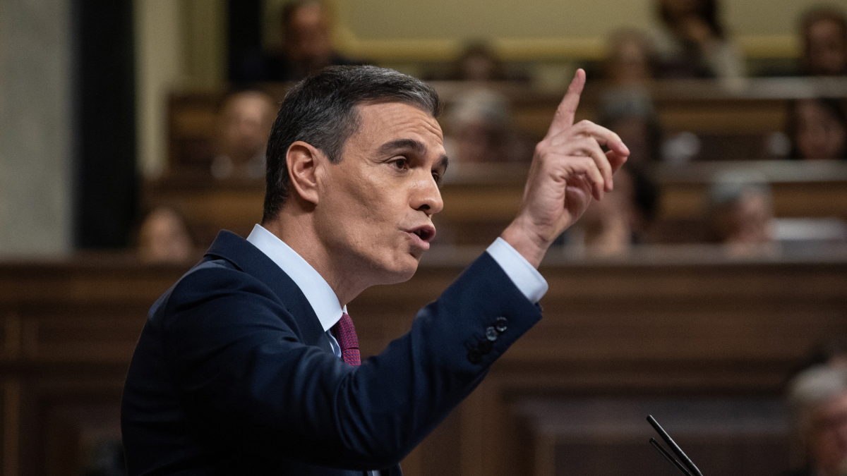 El president del Govern en funcions i candidat a la reelecció, Pedro Sánchez, intervé durant la primera sessió del debat d’investidura com a president de Govern, al Congrés dels Diputats, a 15 de novembre de 2023, a Madrid (Espanya).