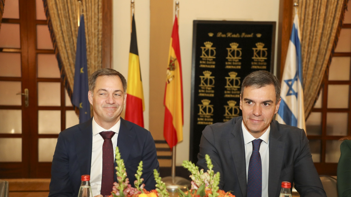 Pedro Sánchez, con el primer ministro belga, en Jerusalén.