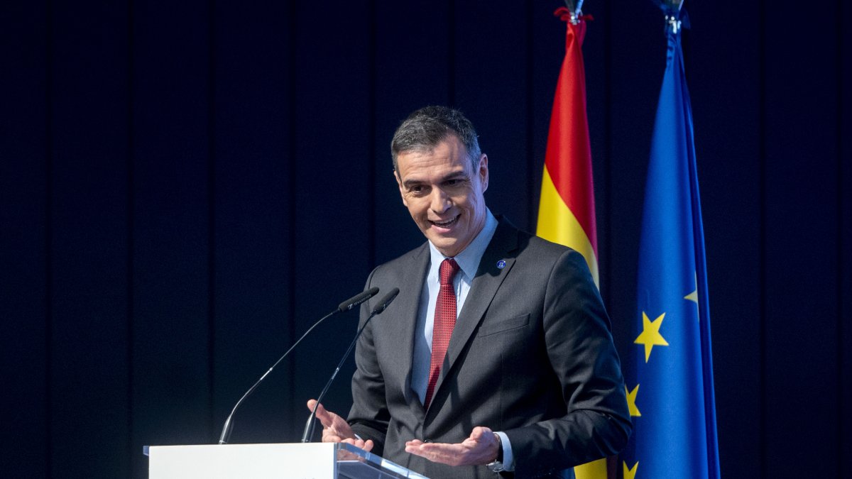 Pedro Sánchez, en un acto con empresas el martes en Madrid. - EUROPA PRESS