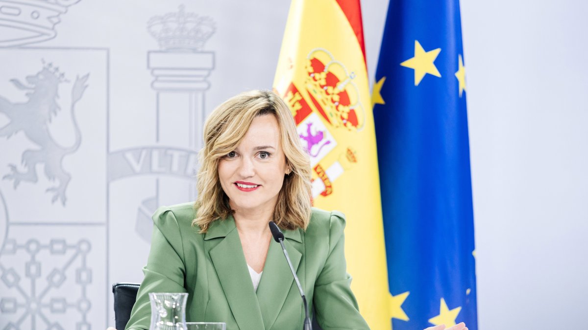 La ministra Portavoz y de Educación, Formación Profesional y Deporte, Pilar Alegría, ofrece una rueda de prensa posterior a la reunión del Consejo de Ministros, en el Palacio de La Moncloa.