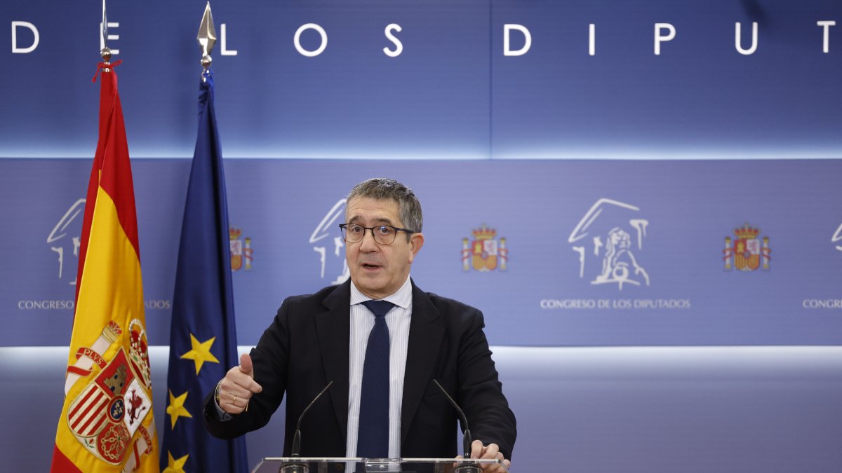 El portaveu socialista Patxi López, ahir al Congrés. - EFE