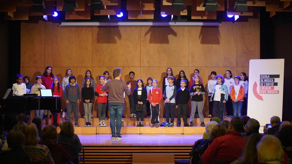 Un assaig ahir obert al públic d’una de les corals infantils de l’Orfeó Lleidatà. - JORGE AGUSTÍN