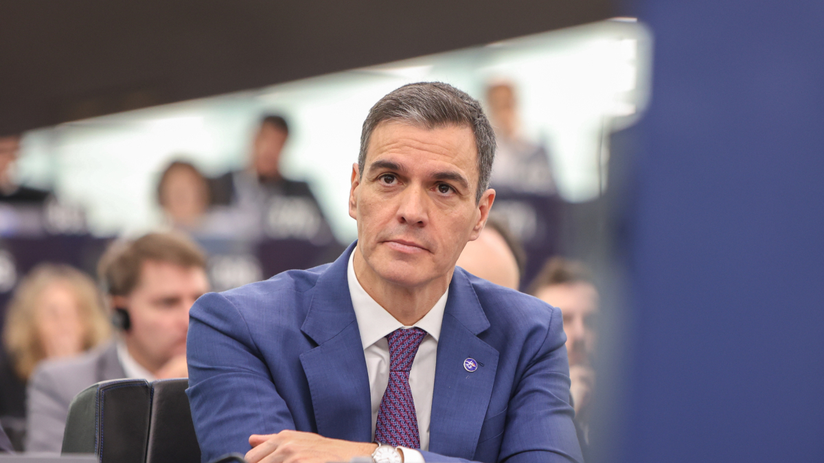 El presidente del gobierno español, Pedro Sánchez, en la comparecencia en el Parlamento Europeo para hacer balance de la presidencia del Consejo de la UE.
