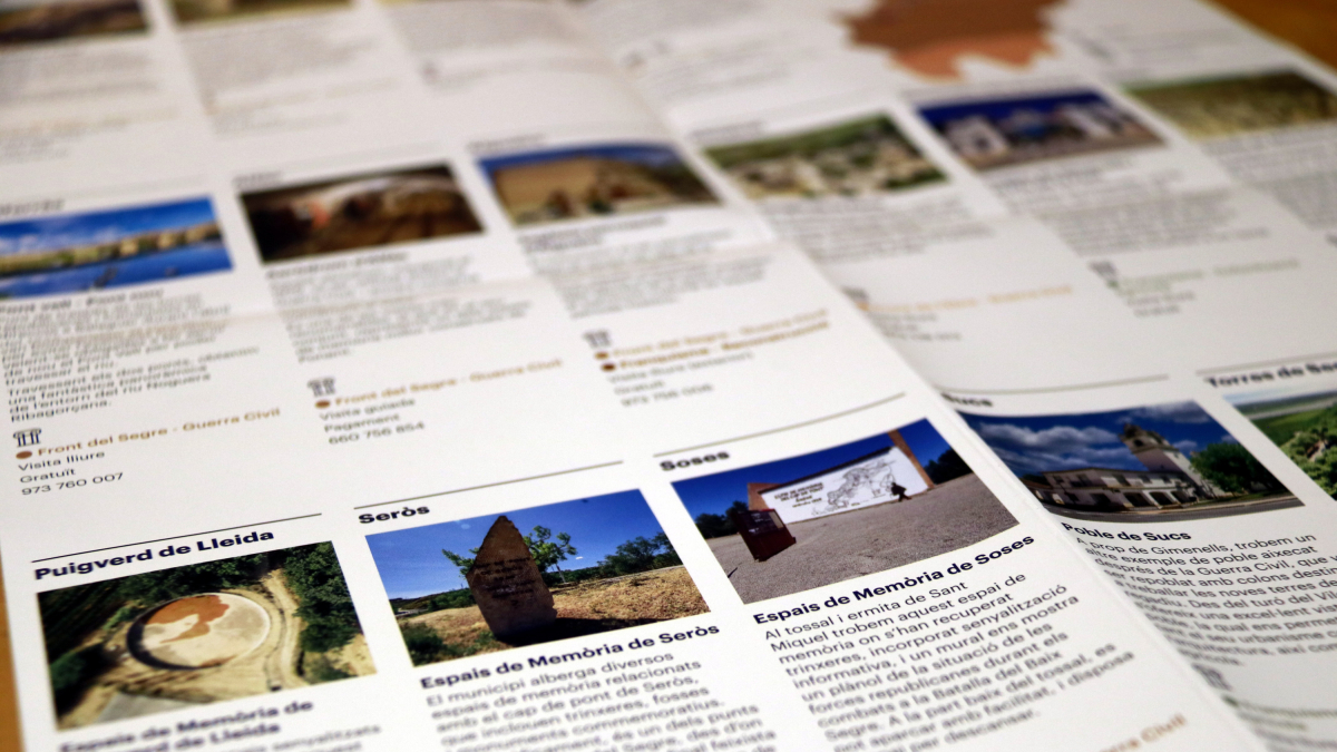 Algunas de las propuestas incluidas en la hoja desplegable del proyecto 'Segrià, Tierra de Memoria Histórica'