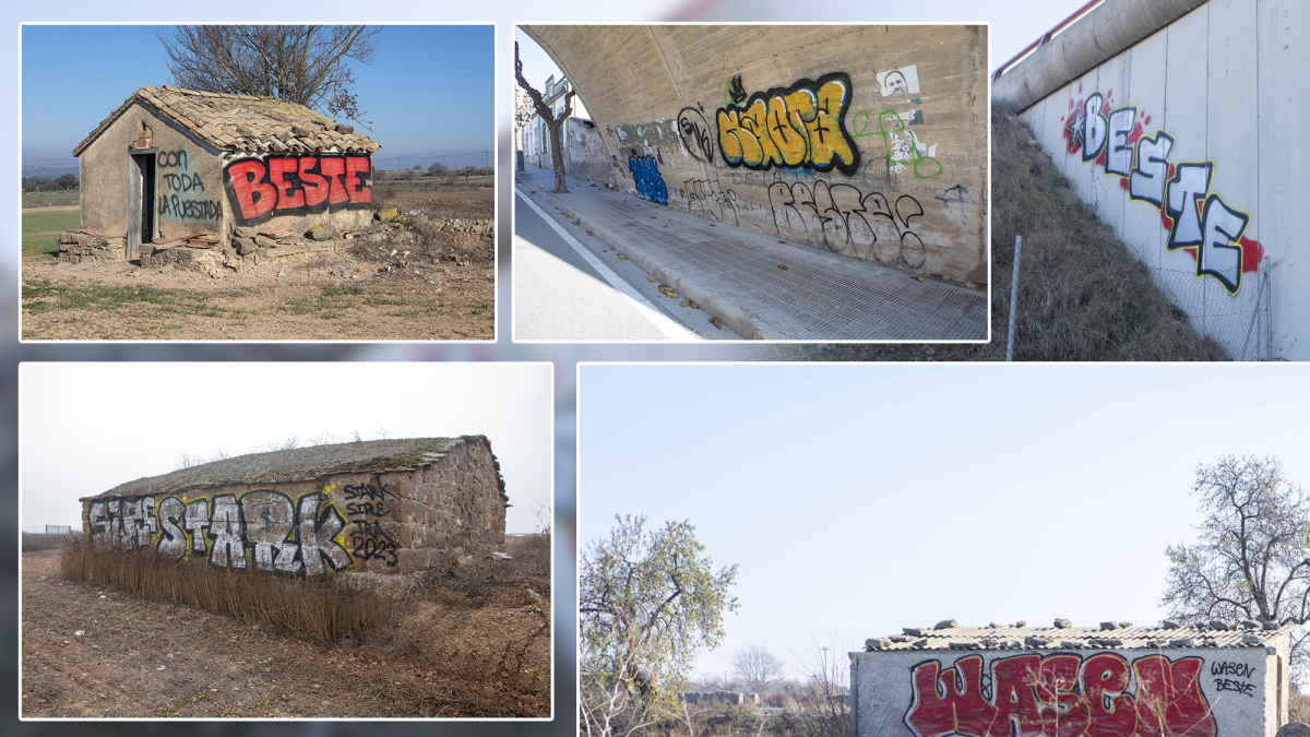 A dalt a l’esquerra, Tarroja; a la dreta, Cervera, el pont de l’Eix Tranversal. A baix, esquerra, els Plans de Sió i a la dreta, Guissona.