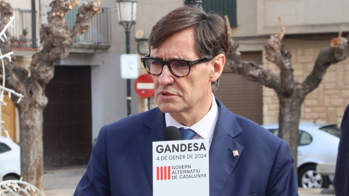 El líder del PSC, Salvador Illa, ayer en Gandesa. - ACN