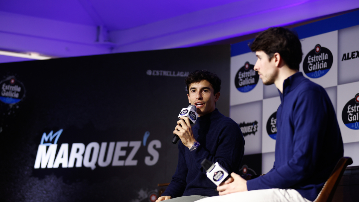 Marc i Àlex Márquez durant la roda de premsa d’aquest dimecres.