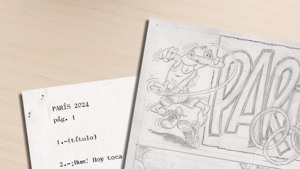 Una de les pàgines del nou còmic de Mortadel·lo i Filemó, 'París 2024', un volum que es publicarà després de la mort del seu creador, Francisco Ibáñez.