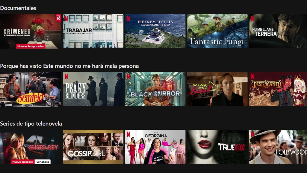 imatge de l’arxiu del menú de Netflix.