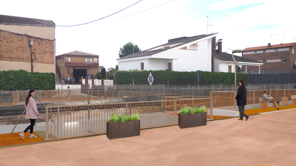 Simulació de la urbanització de l'accés al baixador.