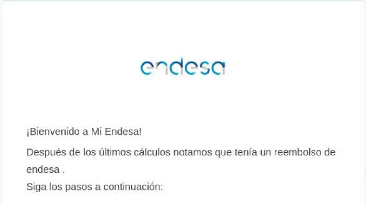 Captura del correo electrónico malicioso.