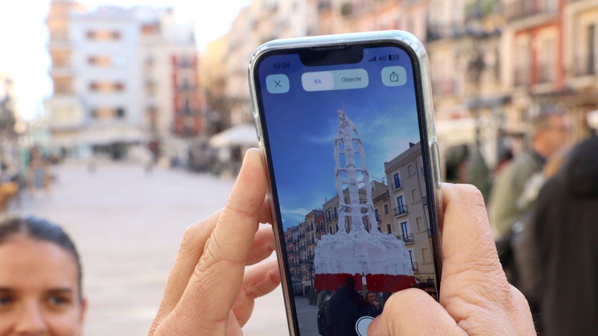 Imagen del ‘castell’ virtual inaugurado ayer en Tarragona. - ACN