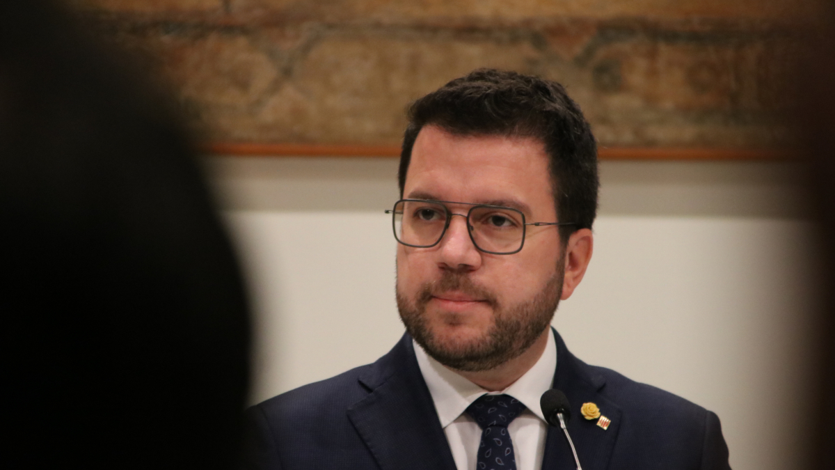 El president Aragonès, en un momento de su comparecencia.