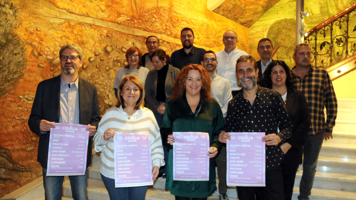 Alcaldes y representantes de los pueblos del Baix Segre y del festival Cruïlla en la presentación del Cruïlla Baix Segre en la Diputación de Lleida