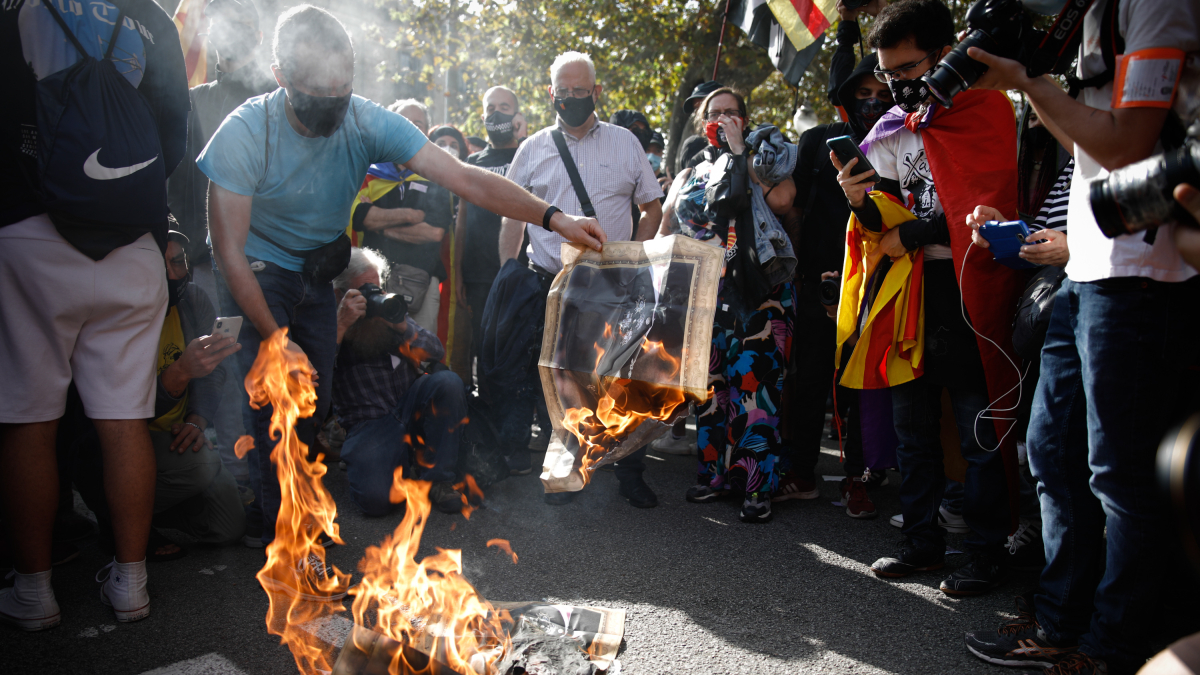 Una protesta en Barcelona contra el rey Felipe VI en octubre de 2020
