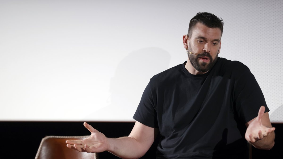 Marc Gasol durant la roda de premsa que ha ofert aquest dimecres a Barcelona en la qual ha anunciat la seua retirada de les pistes.