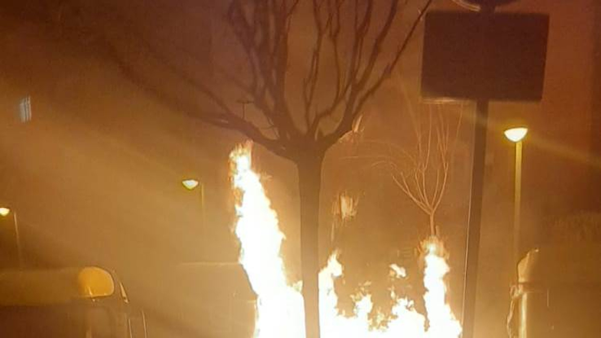 Imagen del fuego en la Rambla de la Mercè, en la Mariola. - AA.VV I COMERCIANTS MARIOLA